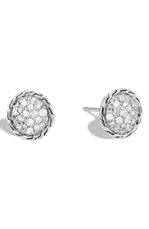 John Hardy Chain Classic Pavé Diamond Stud Earrings in Silver at Nordstrom