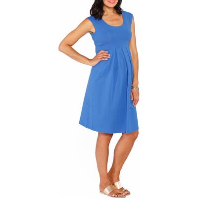 Angel Maternity Stretch Cotton Maternity Dress, Blue