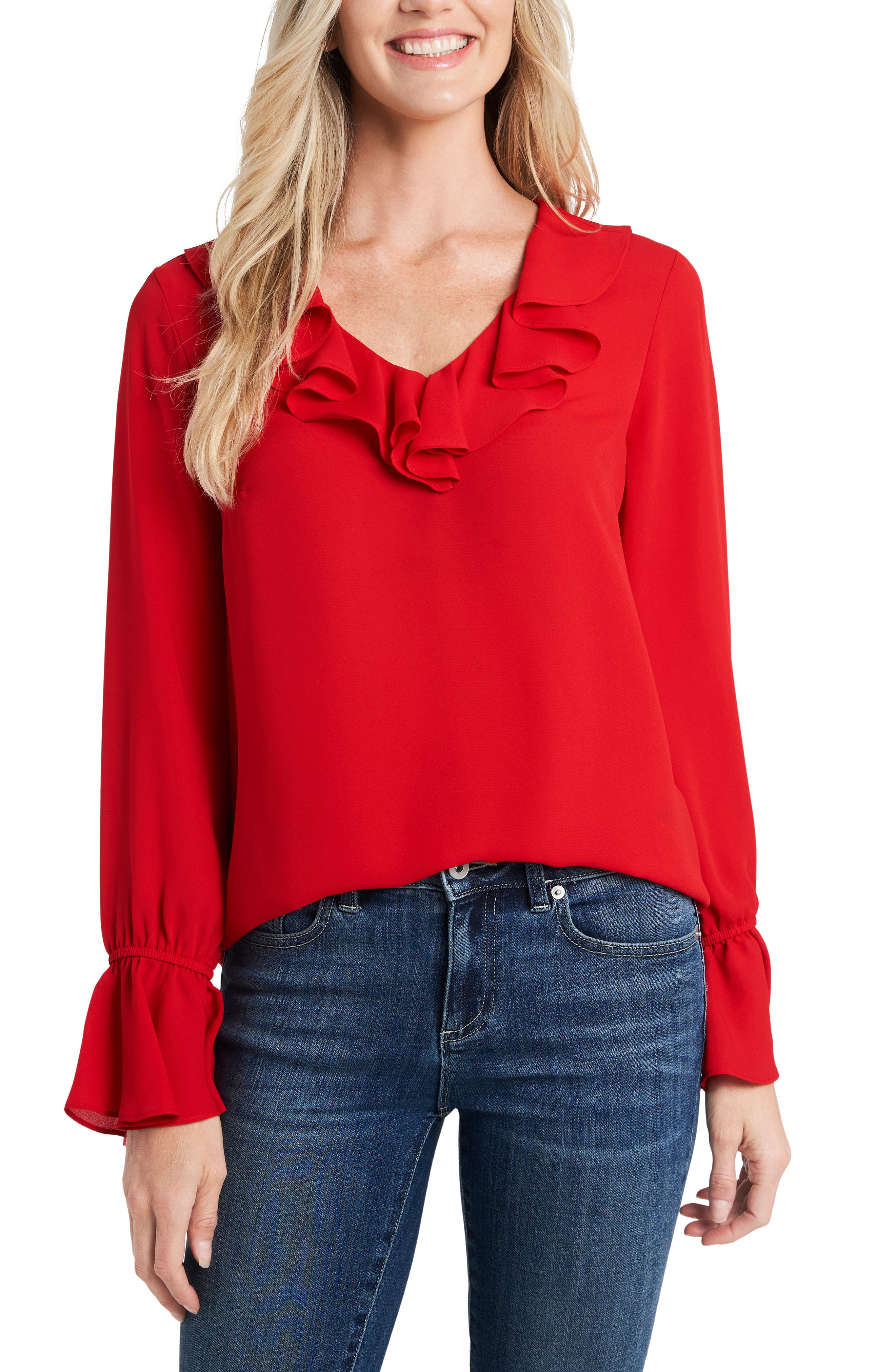 cece ruffle neck blouse