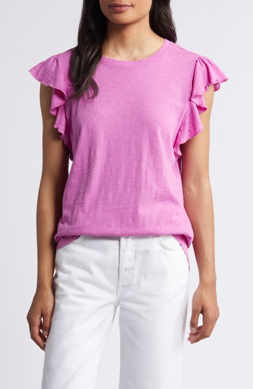 caslon(r) Flutter Sleeve Slub Top at Nordstrom,