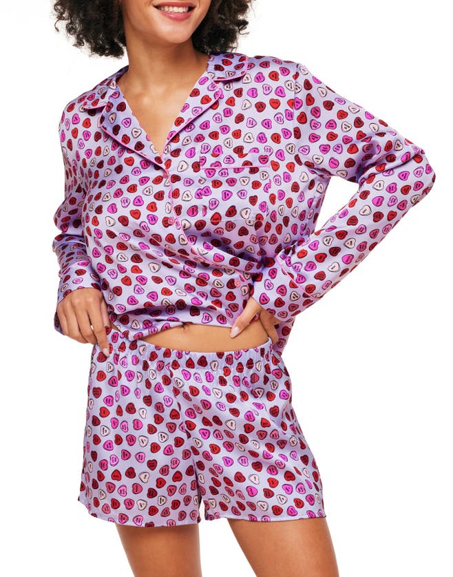 Shop Adore Me Sammi Pajama Set In Heart Purple