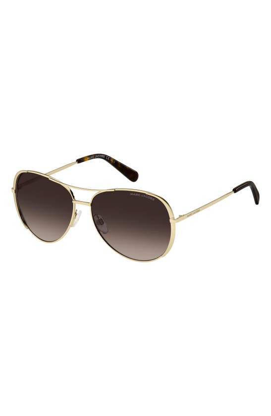 Shop Marc Jacobs 59mm Gradient Aviator Sunglasses In Gold Brown/ Brown