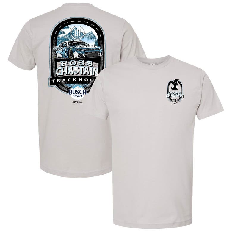 Trackhouse Racing Team Collection Silver Ross Chastain Busch Light Car And Track T-shirt
