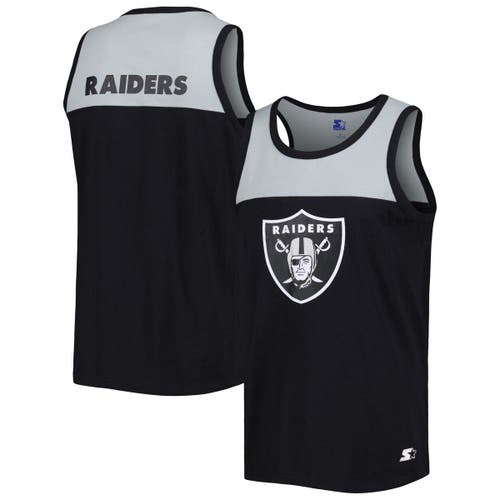 Men's Starter Black/Silver Las Vegas Raiders Logo Touchdown Fashion Tank Top