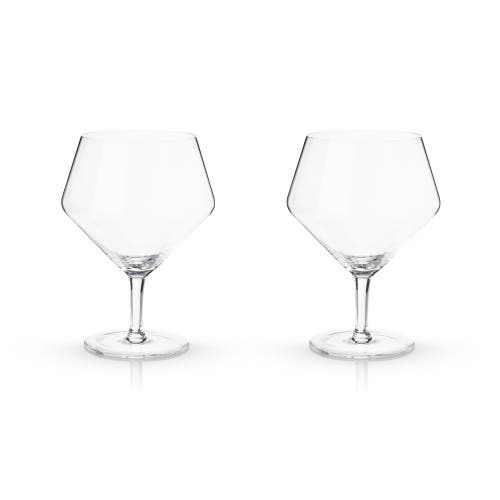 Viski Raye Crystal Angled Gin & Tonic Glasses Set Of 2 In Clear