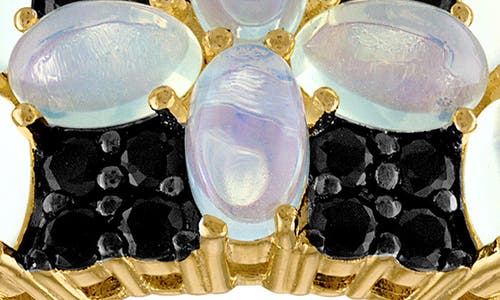 Fzn 14k Gold Over Sterling Silver Opal & Black Spinel Statement Ring In Gold