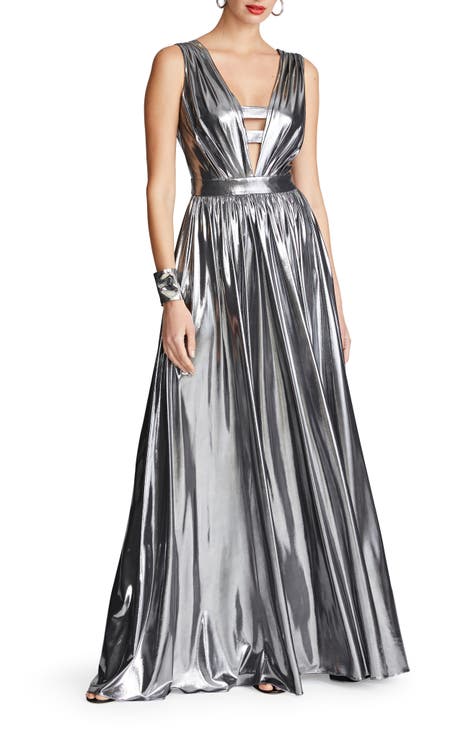 Titania Foil Jersey Sleeveless Gown
