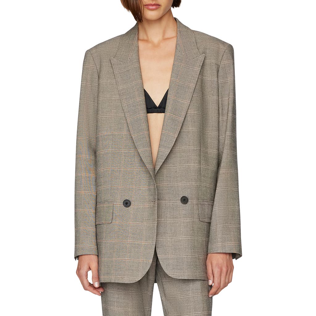 Frame Di Windowpane Peak Lapel Boxy Blazer In Noir Multi