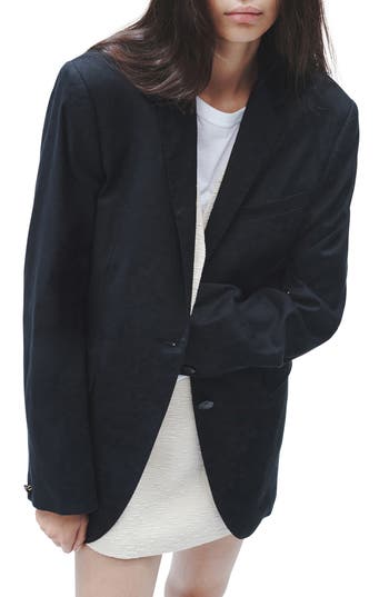 Rag & Bone Odessa Linen Blend Blazer In Black