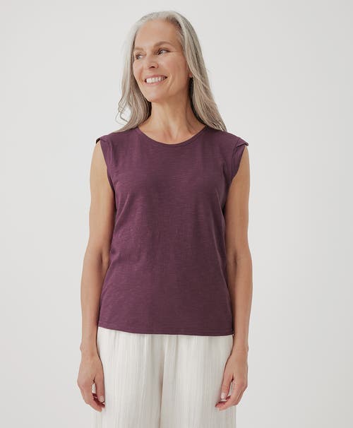 Pact Organic Featherweight Slub Muscle Tee In Maroon