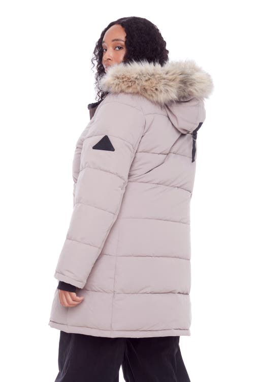 Alpine North Aulavik Plus Women's Vegan Down (recycled) Mid-length Hooded Parka Coat (plus Size) In Light Taupe