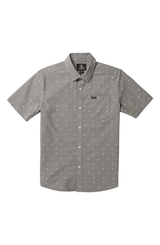 Volcom Kids' Crownstone Short Sleeve Button-up Shirt In Moonbeam