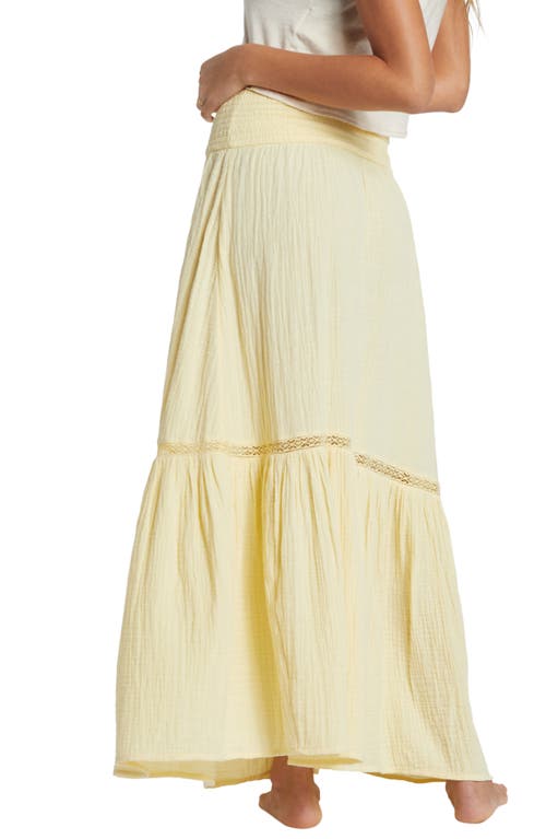 Shop Billabong In The Palms Tiered Cotton Maxi Skirt In Retro Yellow