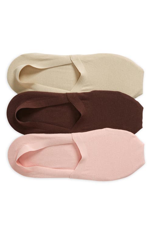 Nordstrom 3-pack Cotton Blend No-show Socks In Beige Plum Multi