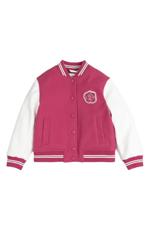 Shop Miles The Label Kids' Varsity Jacket In Pink Dark