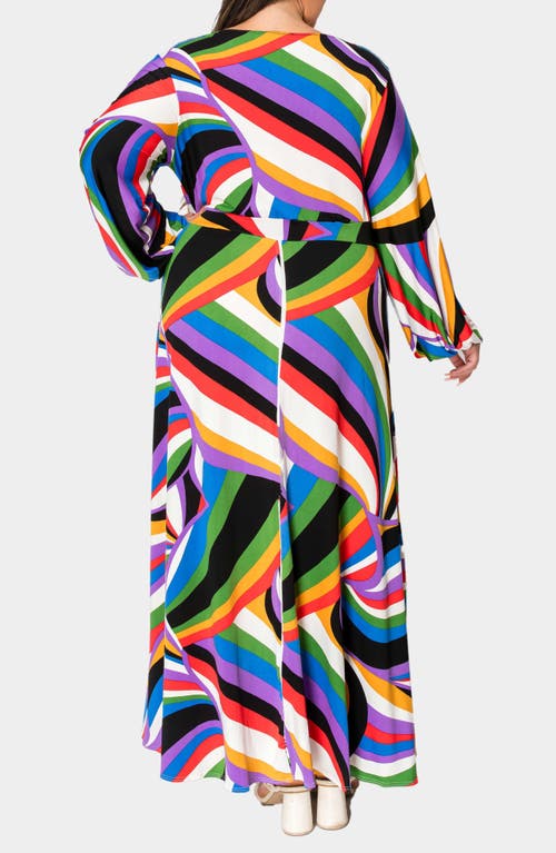 Shop L I V D Vacanza Abstract Print Long Sleeve Maxi Dress In Vibrant