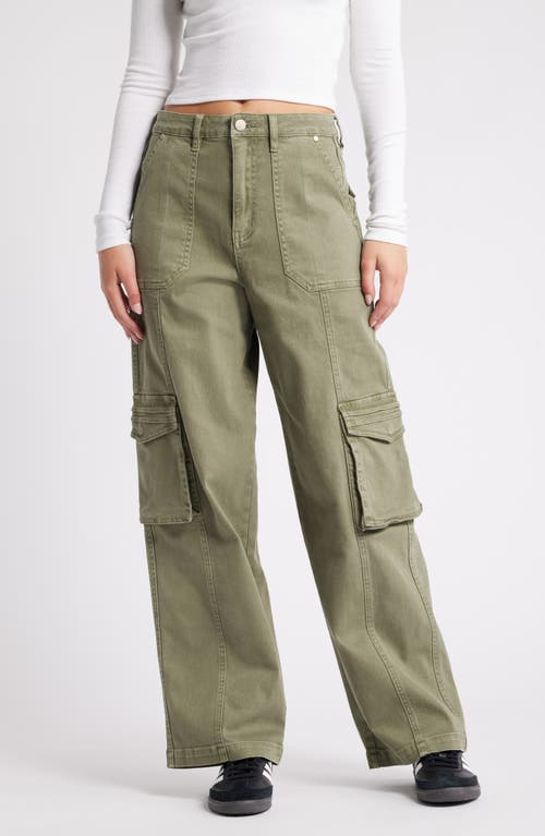 Shop Ptcl Wide Leg Cargo Jeans In Olive