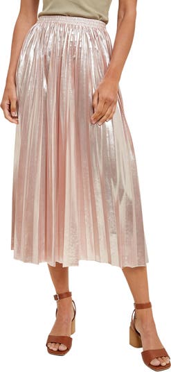 Metallic pleated hotsell skirt rose gold