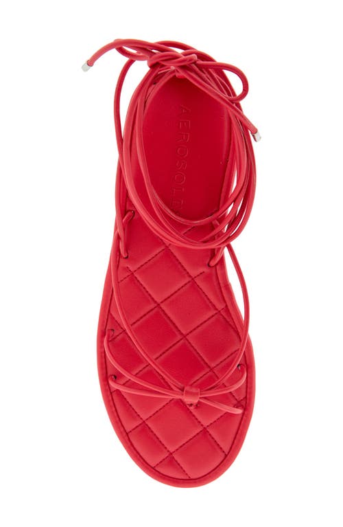 Shop Aerosoles Jacky Ankle Tie Sandal In Racing Red Pu Leather