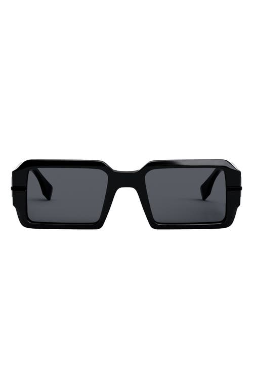 Shop Fendi 'graphy 52mm Geometric Sunglasses In Shiny Black/smoke