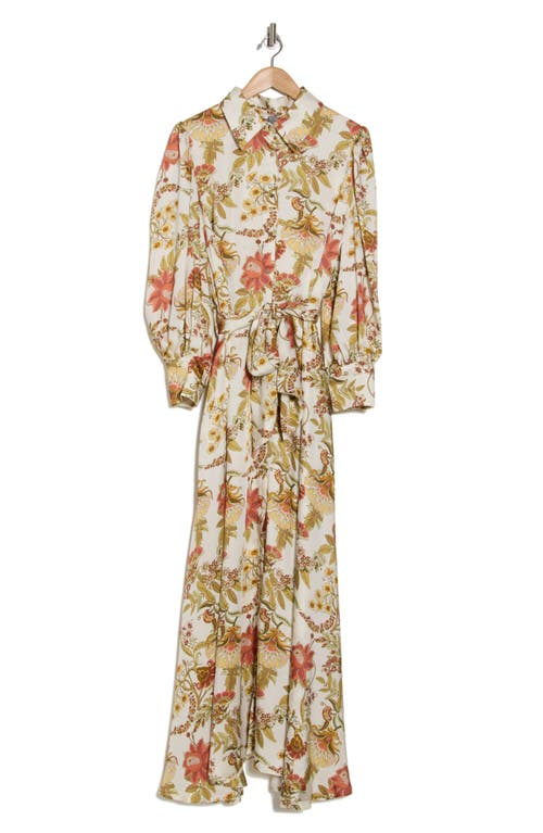 By Design Haiti Long Sleeve Maxi Shirtdress In Spring Forest