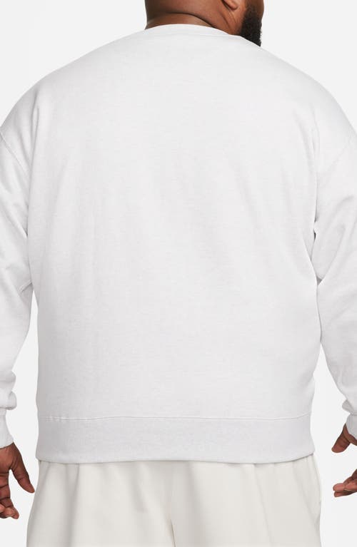 Shop Nike Solo Swoosh Oversize Crewneck Sweatshirt In Birch Heather/white