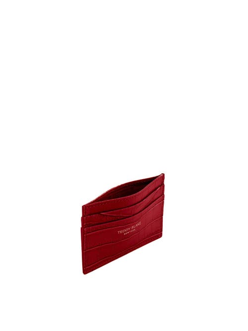 Shop Teddy Blake Cardholder Croco In Dark Red