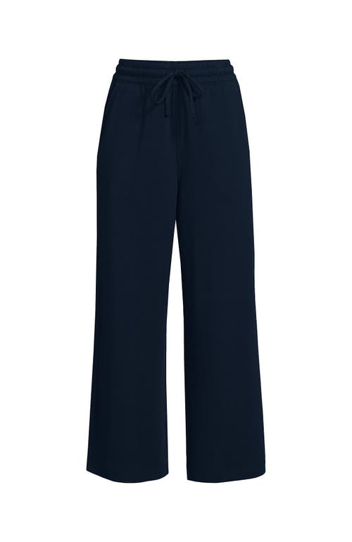 LANDS' END LANDS' END SPORT KNIT PULL ON DRAWSTRING WIDE LEG CROP PANTS