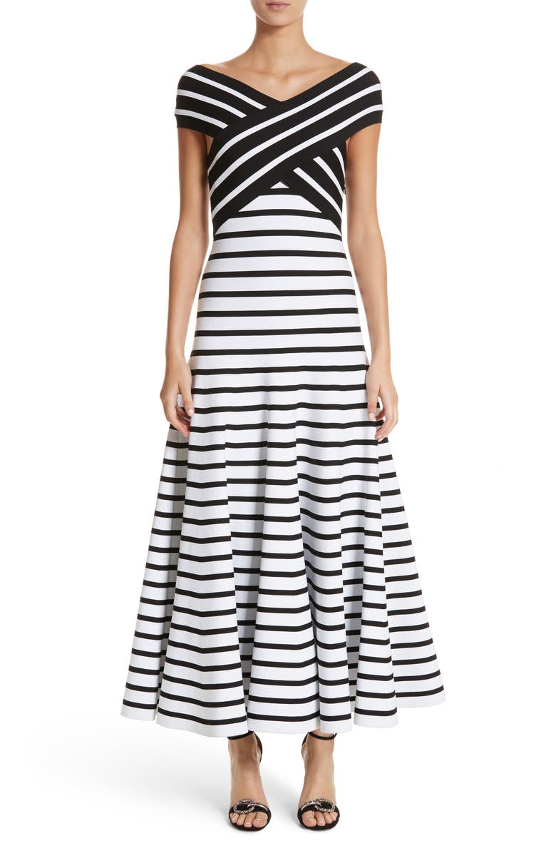 Carolina Herrera Stripe Off the Shoulder Maxi Dress | Nordstrom
