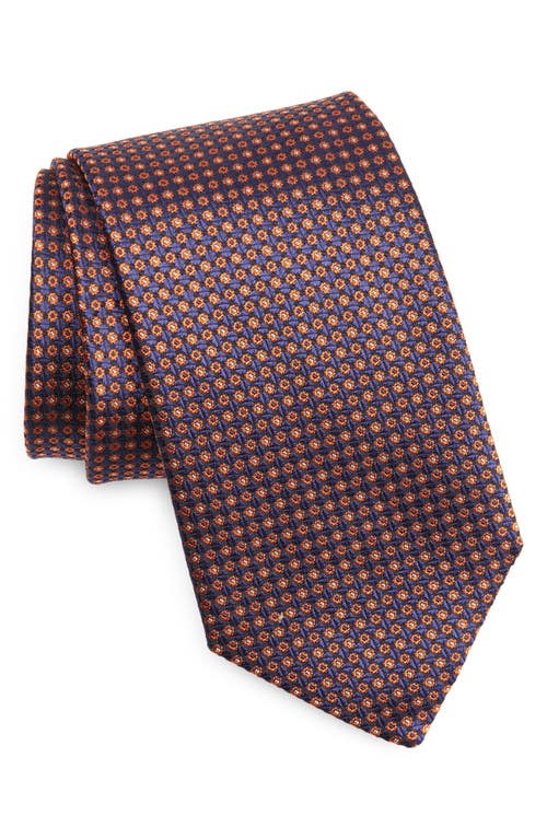 Canali Neat Floral Jacquard Silk Tie in Navy at Nordstrom