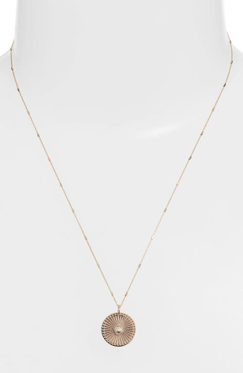 Shop Zoë Chicco Small Sunbeam Diamond Medallion Necklace In Yellow Gold/diamond