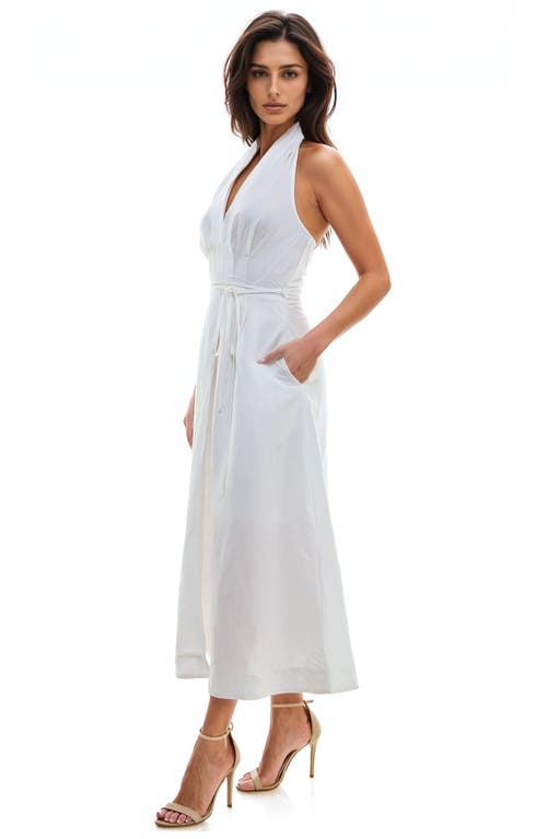 Shop Socialite Pleated Halter Midi Sundress In Bright White