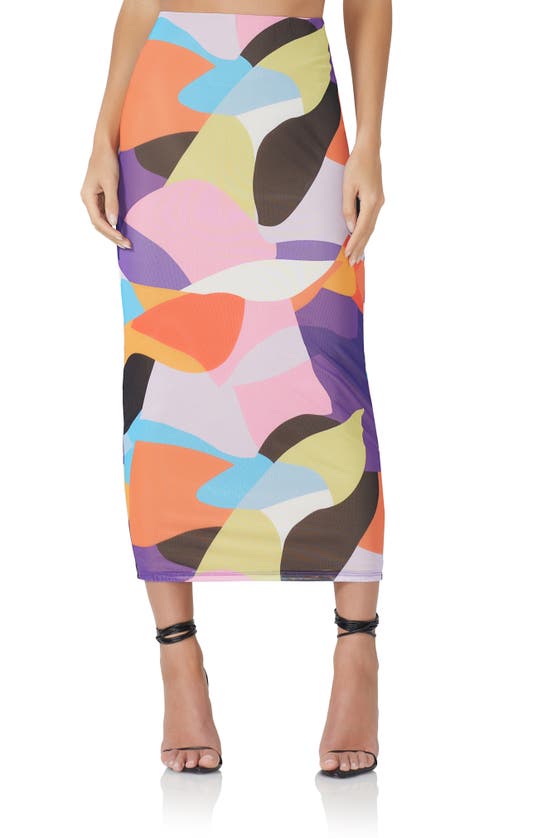 Afrm Abigal Print Maxi Skirt In Abstract Color Block