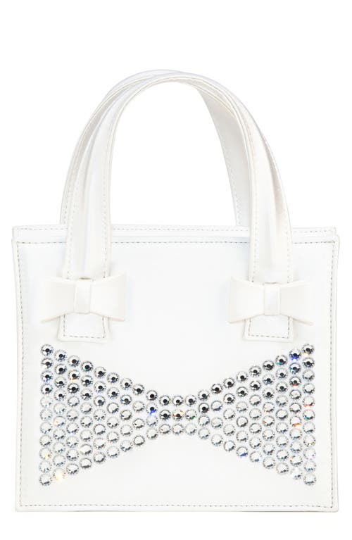 Mach & Mach Elsa Crystal Studded Satin Handbag in White