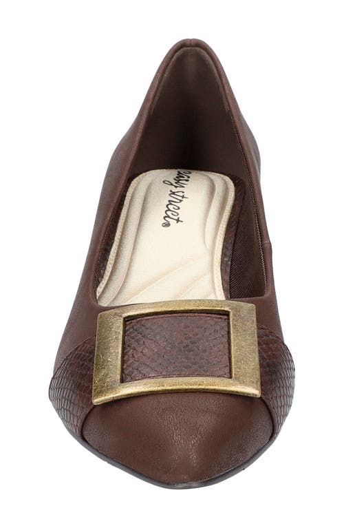 Easy Street Cider Womens Embellished Faux Leather Pumps In Brown Matte