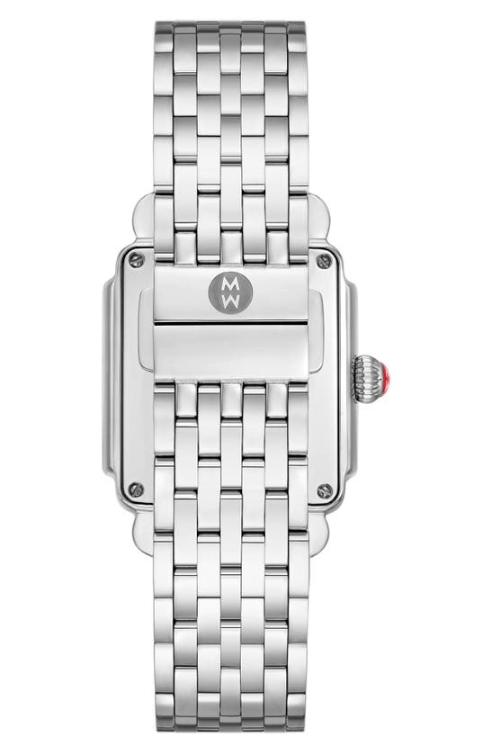 Shop Michele Deco Mid Diamond Bracelet Watch, 31mm In Silver