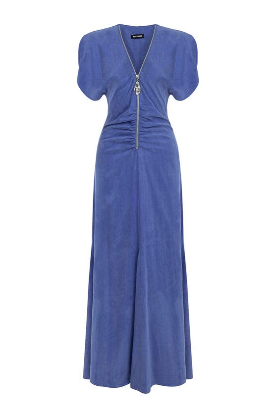 Shop Nocturne Draped V-neck Dress In Blue