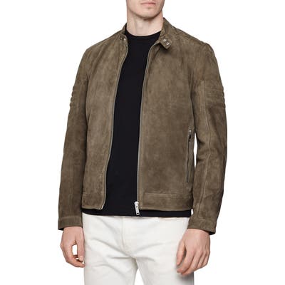 Reiss Marko Suede Racer Jacket, Brown