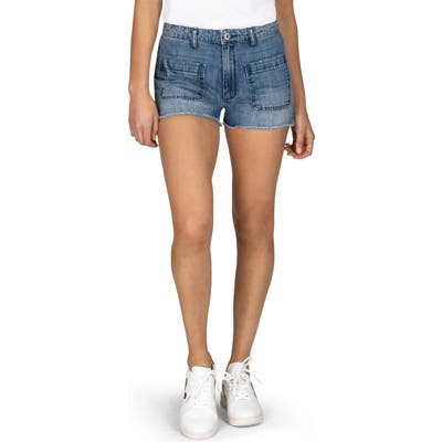 Sts Blue High Waist Fray Hem Denim Shorts, Blue