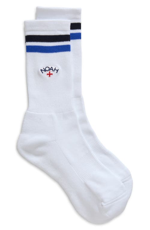 Noah Core Logo Stripe Cotton Blend Crew Socks in Blue 