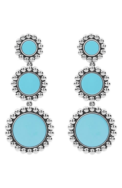 Shop Lagos Maya Ceramic Triple Circle Drop Earrings In Silver/blue