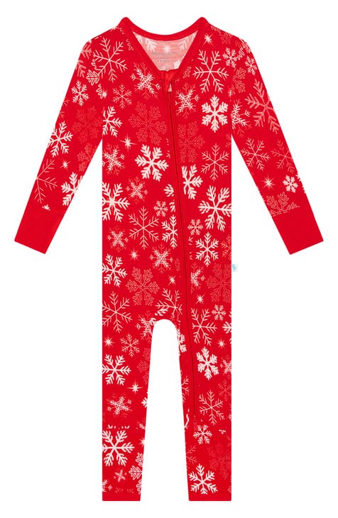 Zima Snowflake Fitted One-Piece Convertible Footie Pajamas (Baby) (Nordstrom Exclusive)