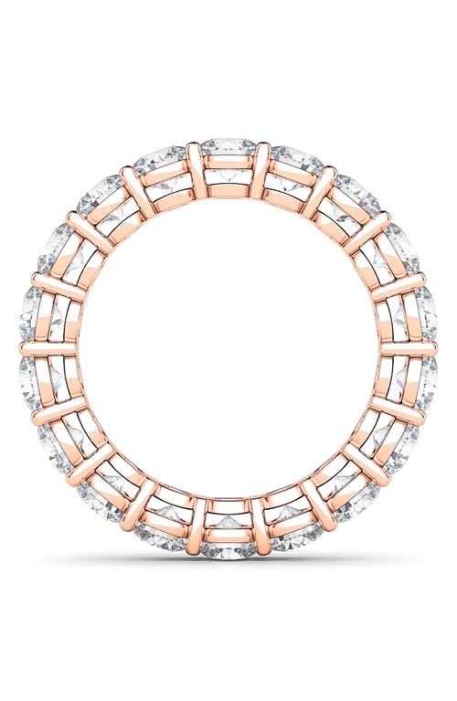 Hautecarat Round Cut Lab Created Diamond 18k Gold Eternity Band Ring In Rose Gold