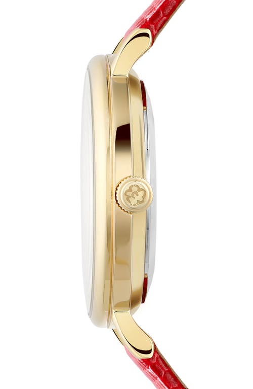 Shop Ted Baker London Phylipa Leather Strap Watch & Bracelet Set, 34mm In Yellow Gold/silver/red