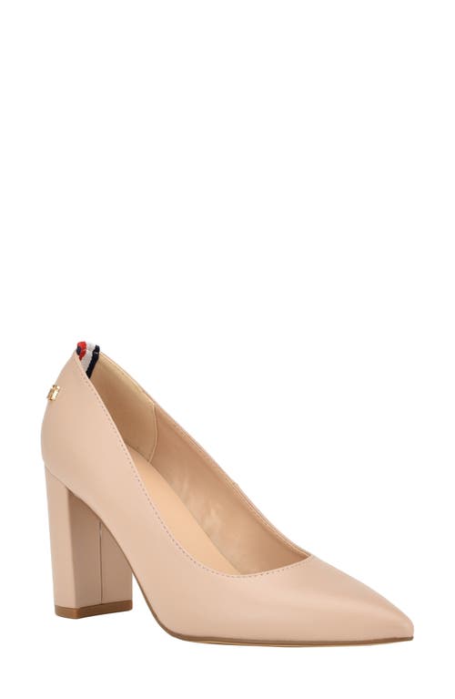 Shop Tommy Hilfiger Abilene Block Heel Pump In Nude