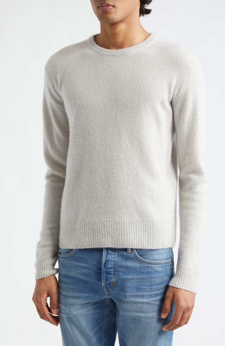 TOM FORD Relaxed Cashmere & Silk Sweater, Alternate, color, Ig014 Pale Grey