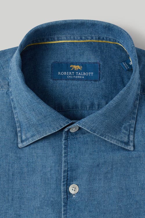 Shop Robert Talbott Morgan Linen-cotton Shirt In Light Denim Bleached Wash