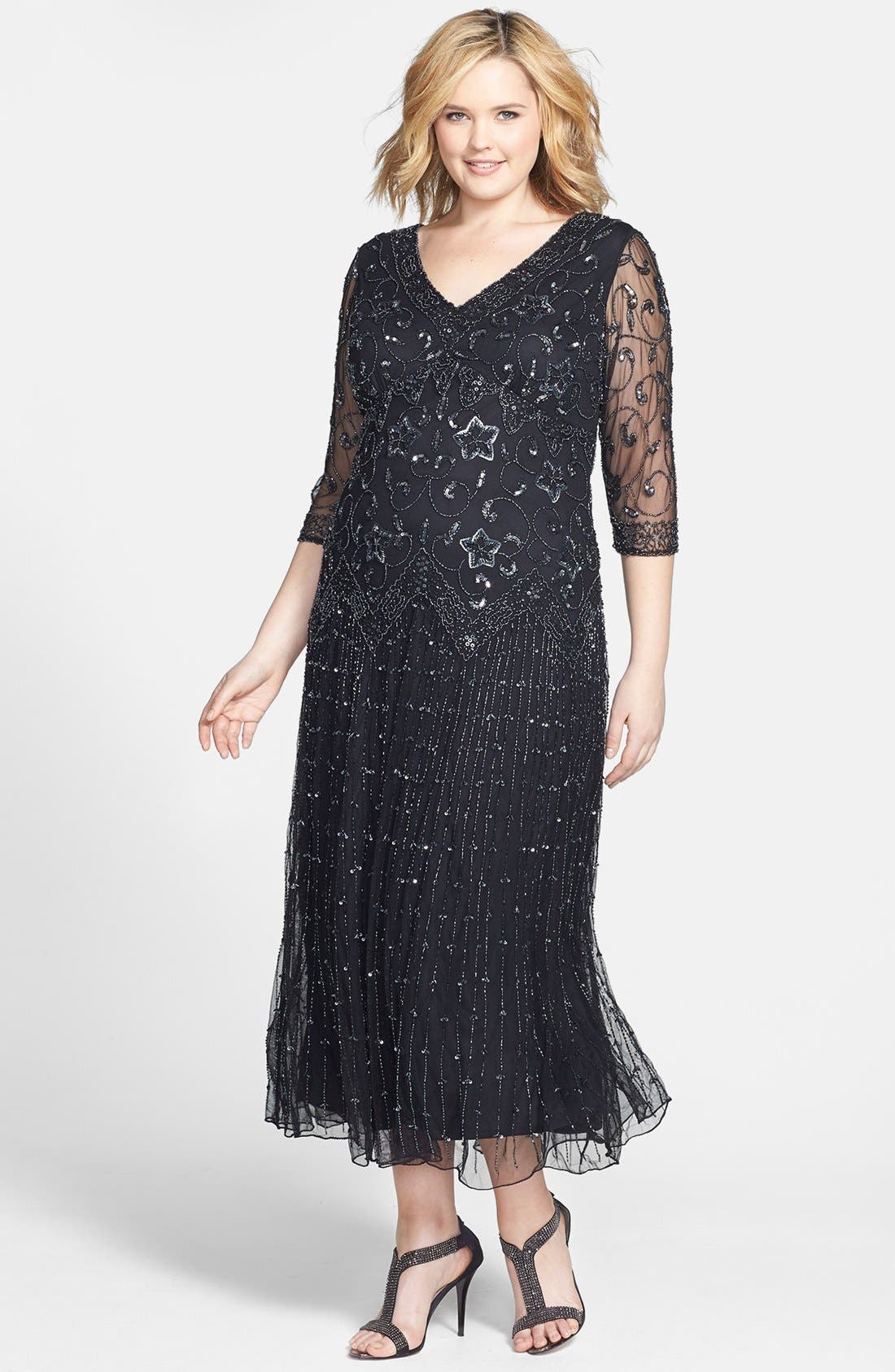 Pisarro Nights Beaded Mesh Gown (Plus Size) | Nordstrom