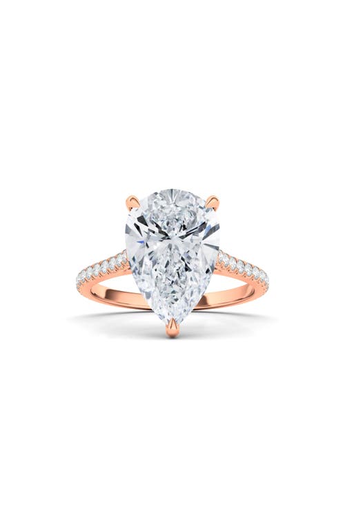 Hautecarat Everyday By  Pear Cut & Pavé Lab Created Diamond 18k Gold Ring In 2.00 Ctw 18k Rose Gold