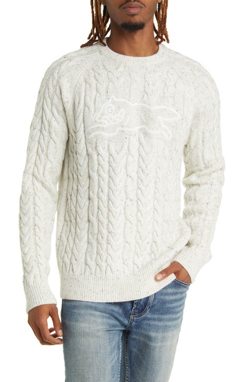 Shop Icecream Sprinkles Cable Crewneck Sweater In Whisper White